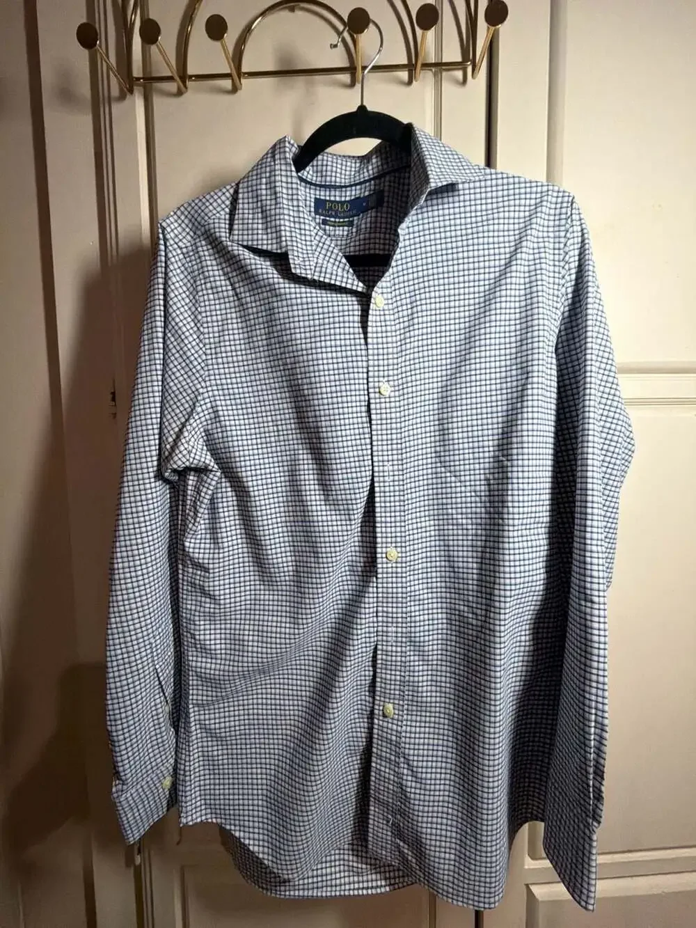 NWT Polo Ralph Lauren Long Sleeve Classic Blue White Plaid Oxford Shirt M